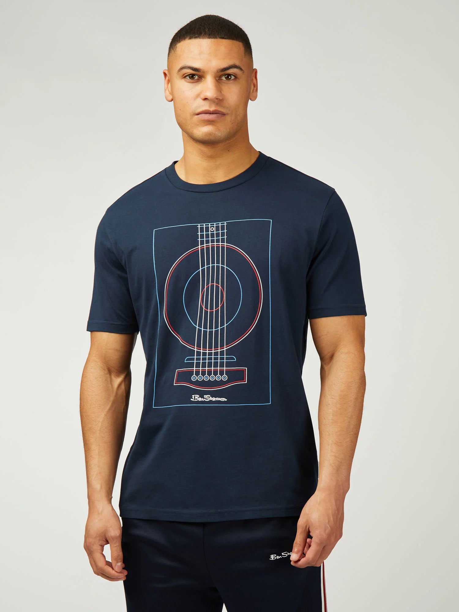 Ben Sherman Linear Guitar Print Dark Navy