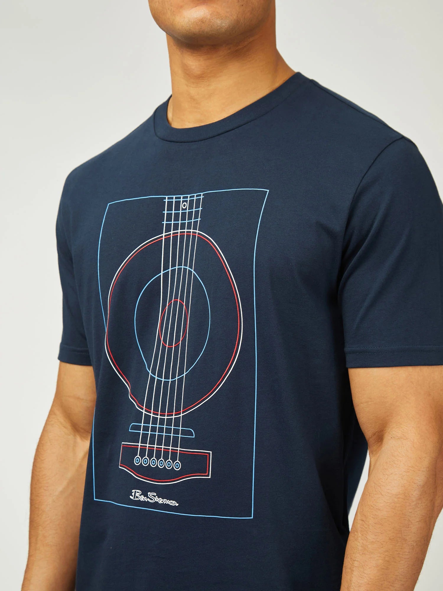 Ben Sherman Linear Guitar Print Dark Navy