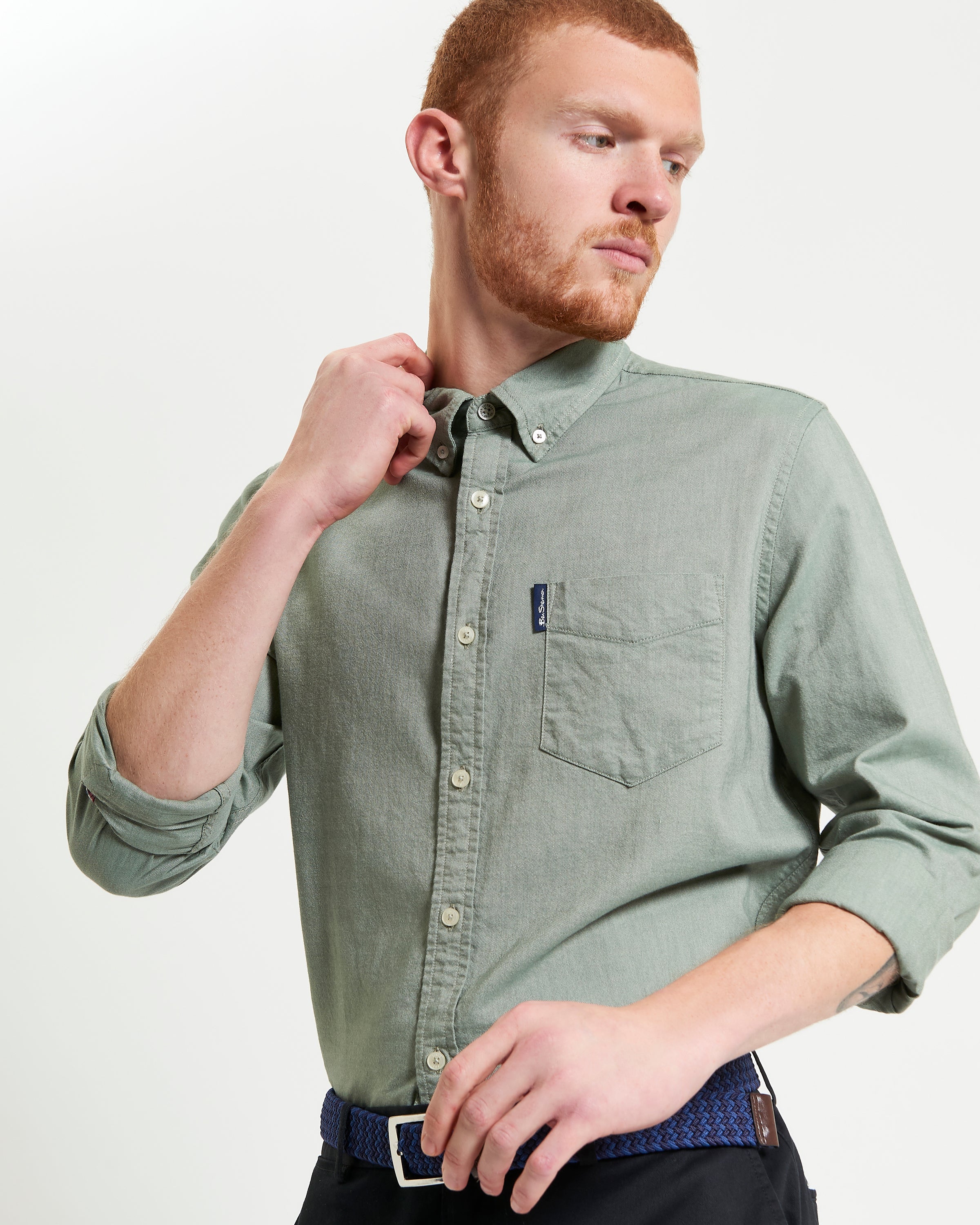 Ben Sherman LS Signature Oxford Shirt Khaki