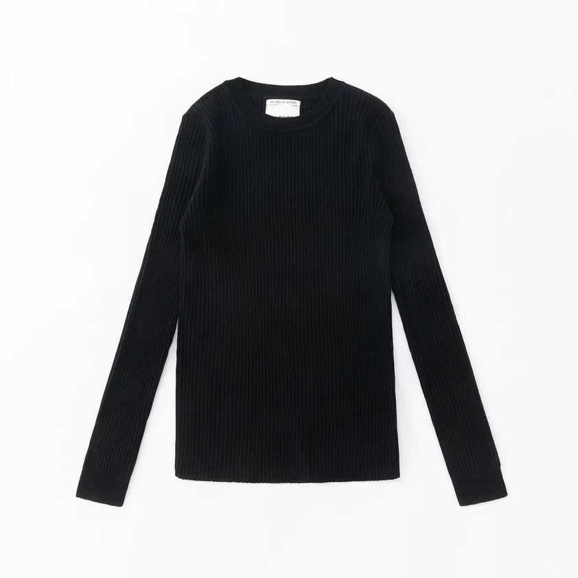 Aleger Cashmere Blend N31 Skinny Rib Crew Black