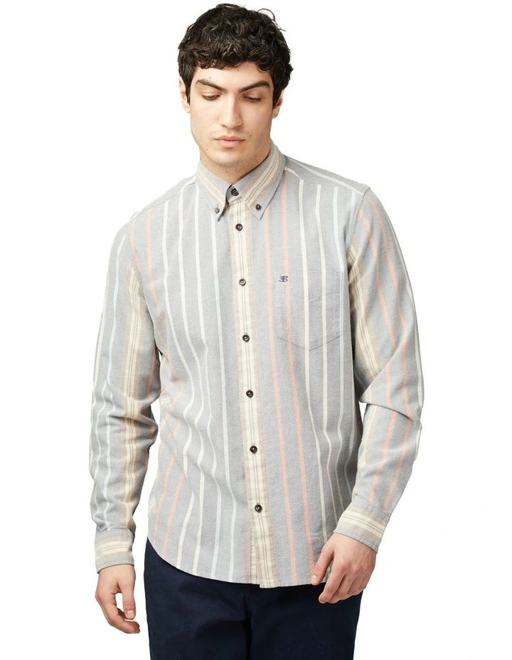 Ben Sherman Asymetric Stripe Oxford Indigo
