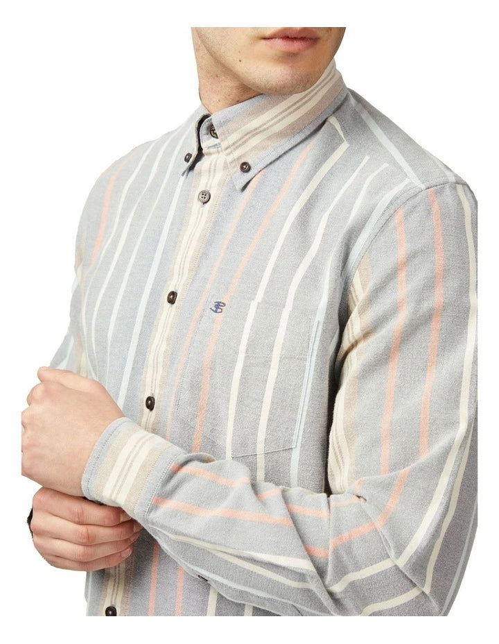 Ben Sherman Asymetric Stripe Oxford Indigo