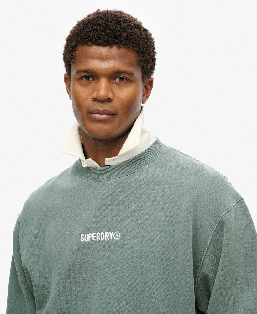 Superdry Micro Logo Graphic Loose Crew Stormy Weather Blue