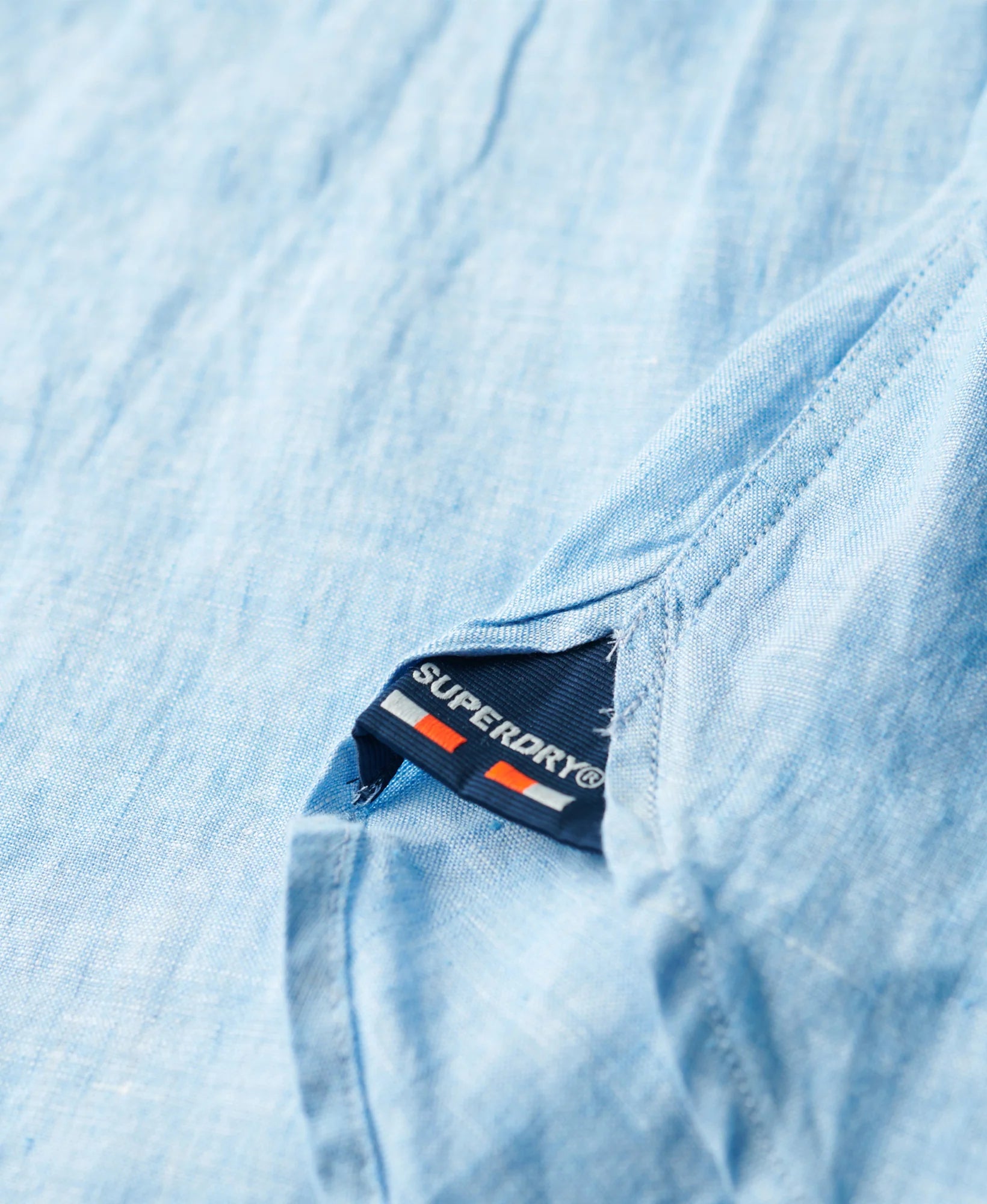 Superdry Vacation LS Linen Shirt Sea Blue Chambray