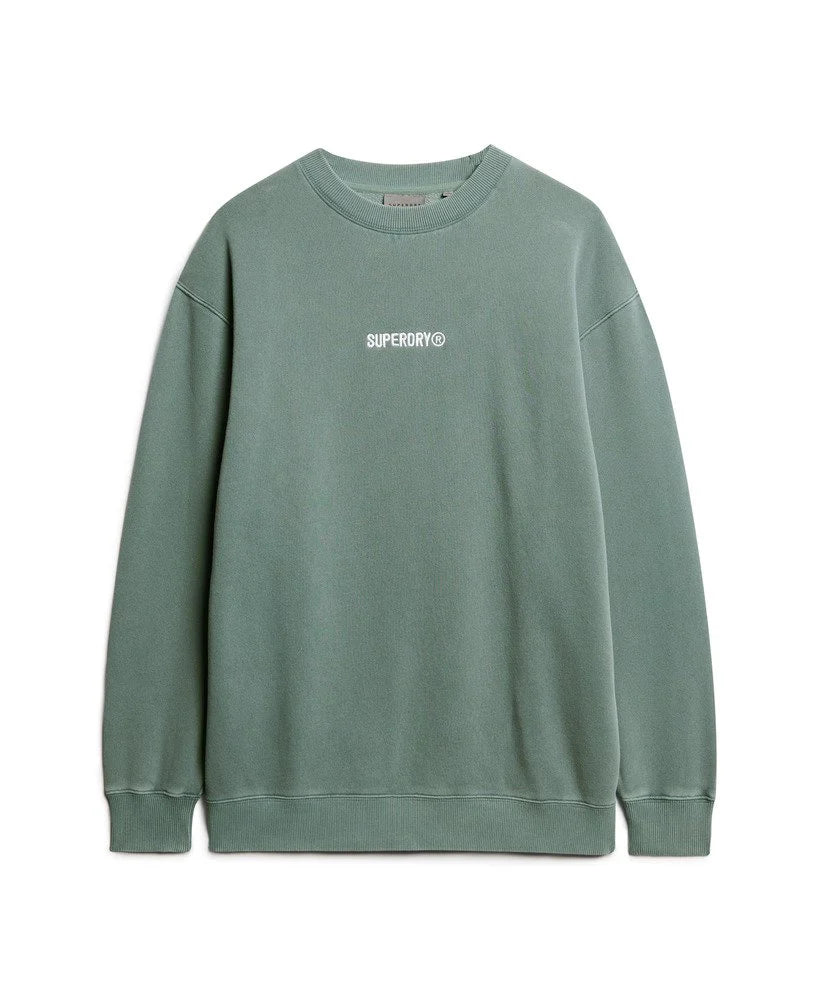 Superdry Micro Logo Graphic Loose Crew Stormy Weather Blue