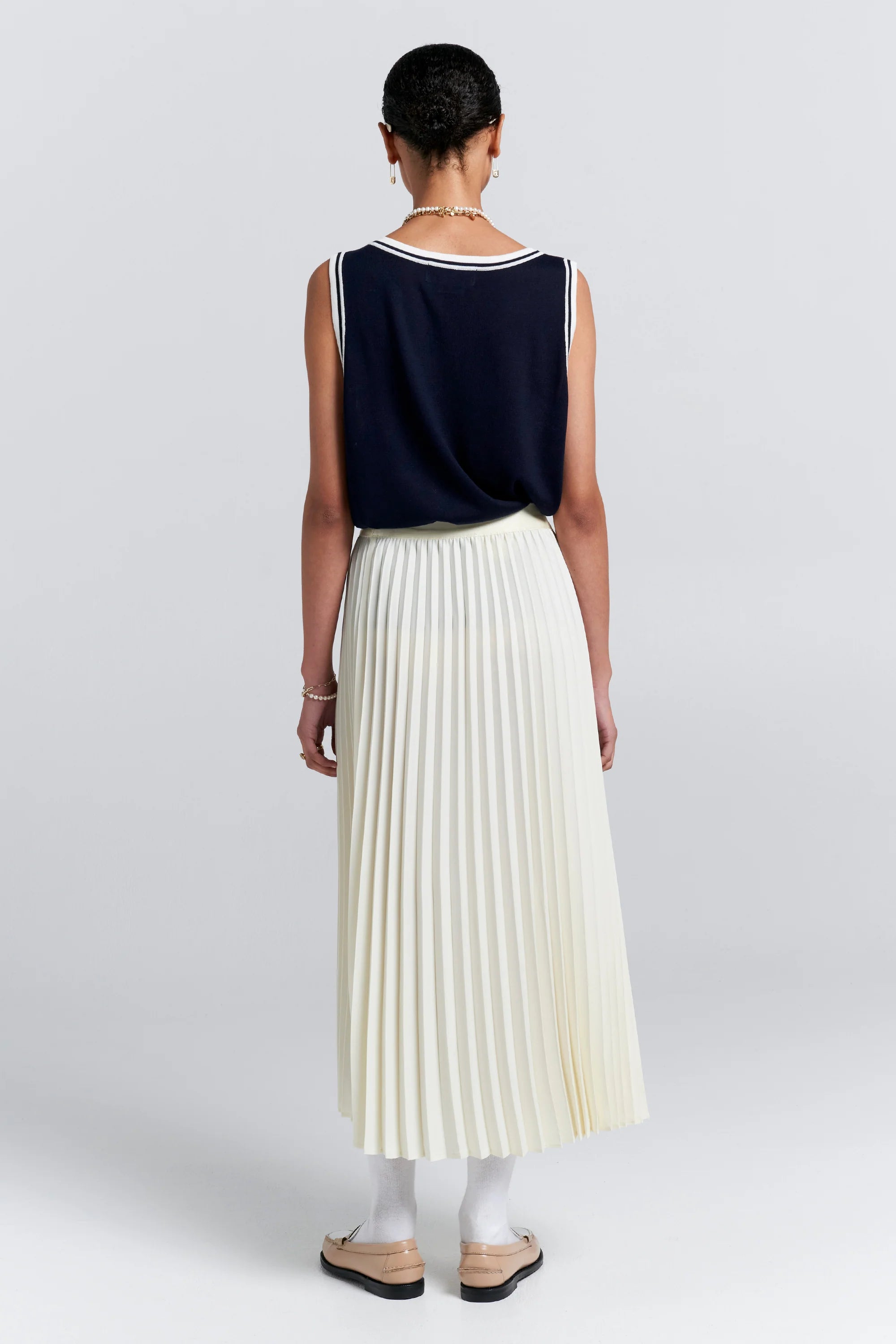 Karen Walker Sunray Pleated Skirt Cream