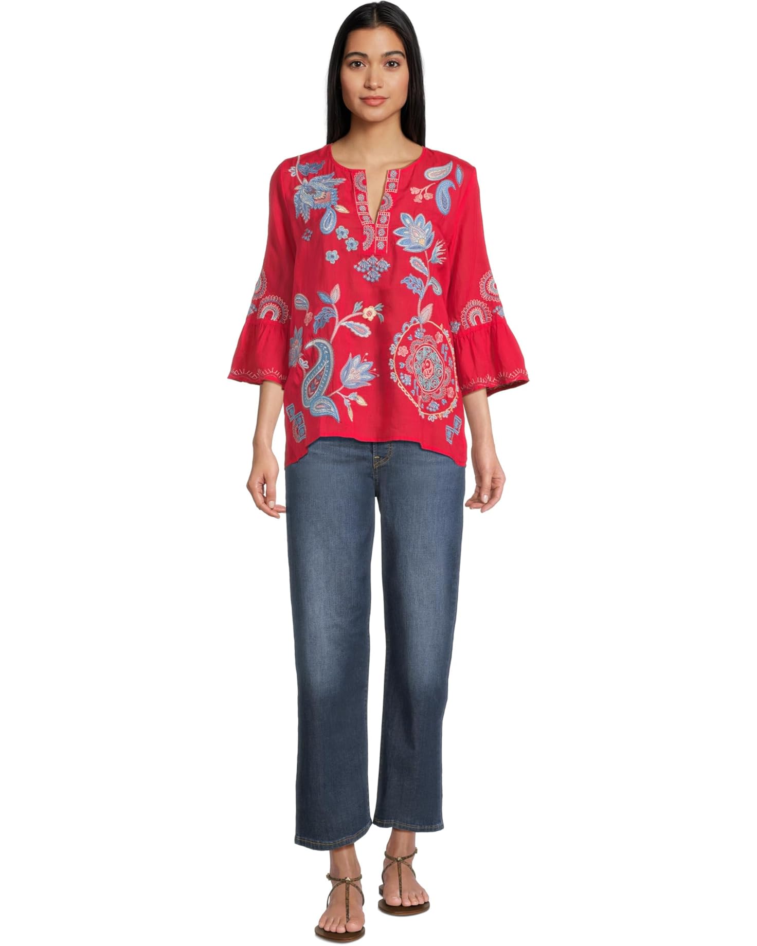 Johnny Was Ruffle Sleeve Blouse Nelly Watermelon