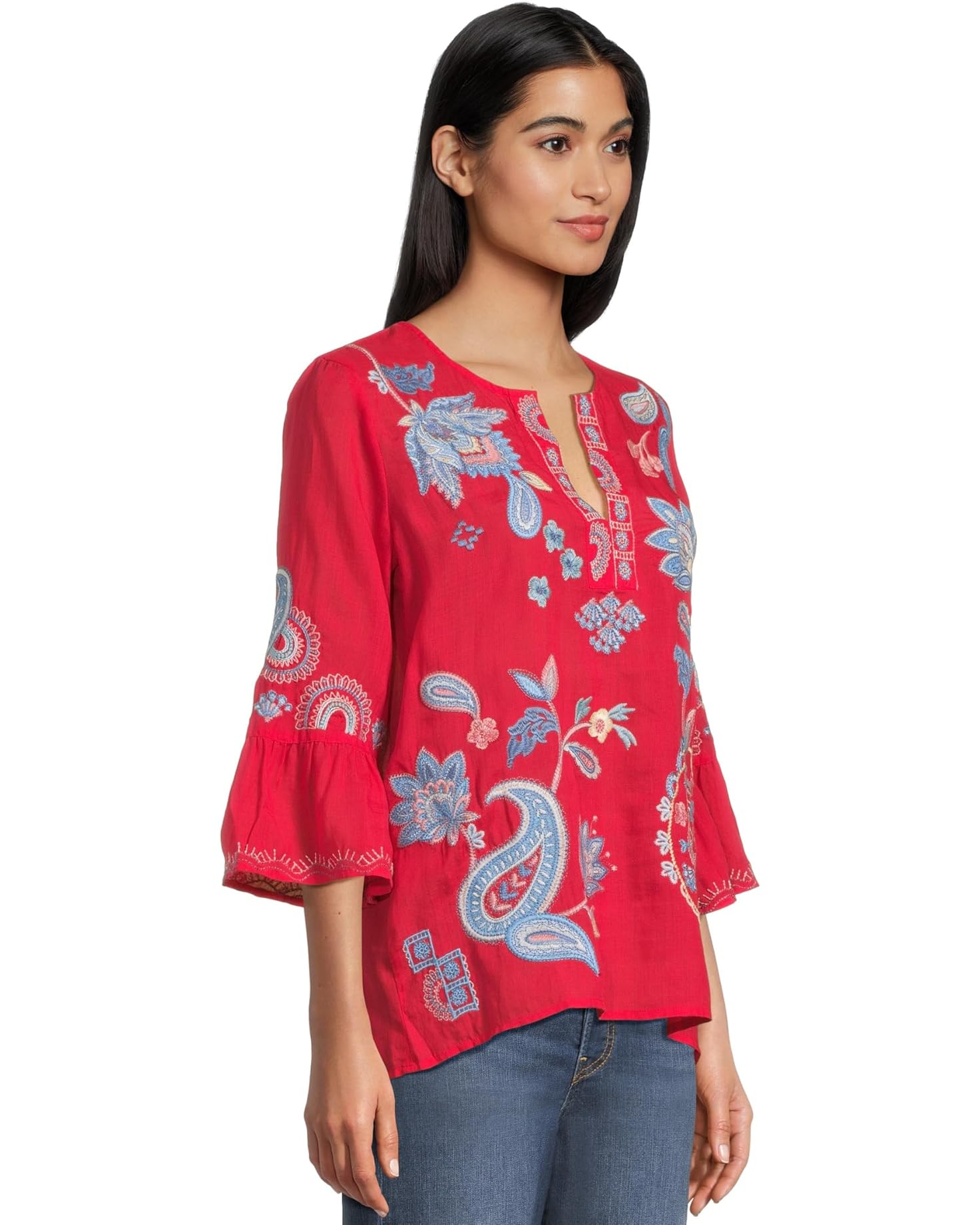 Johnny Was Ruffle Sleeve Blouse Nelly Watermelon