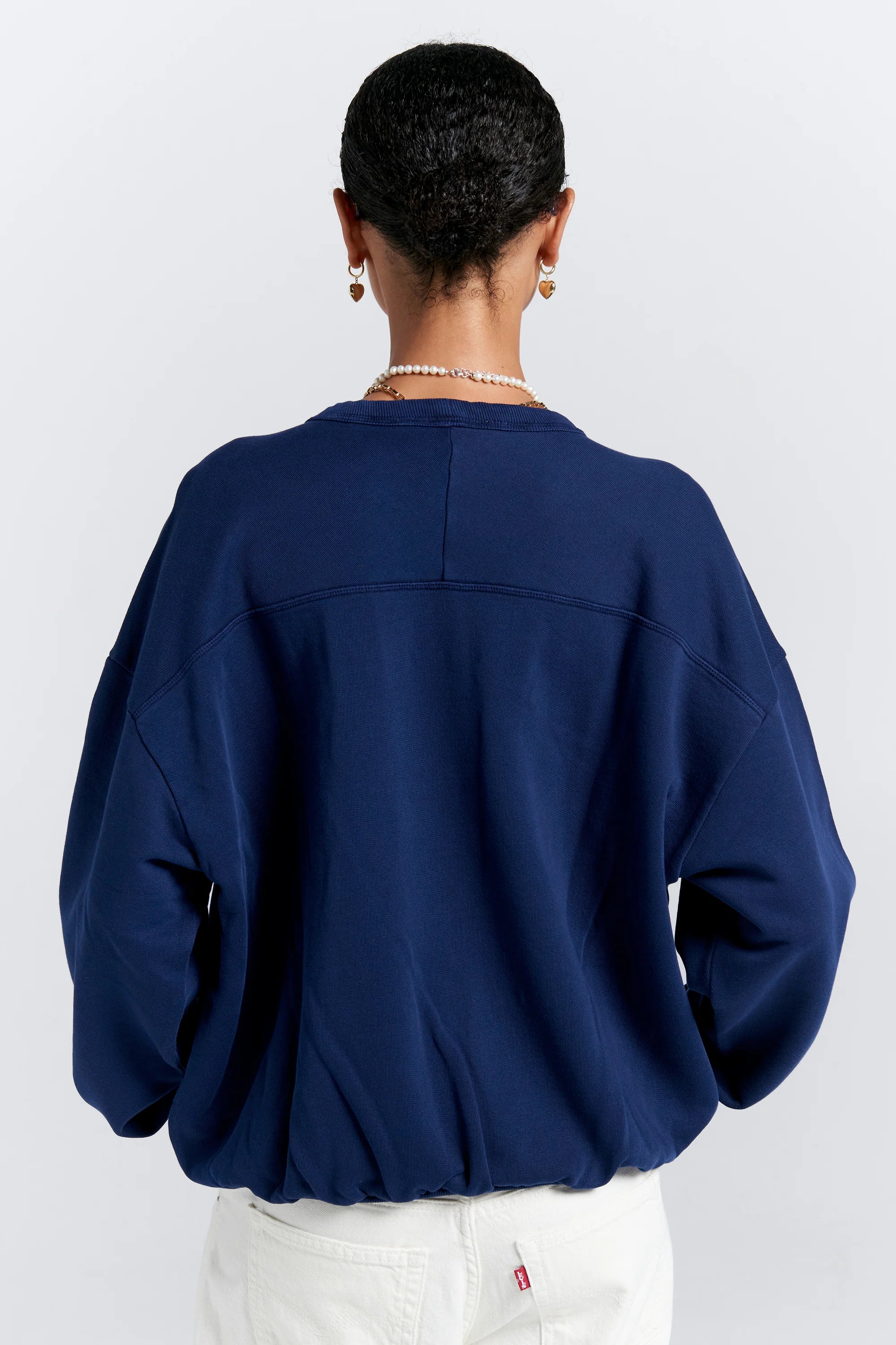 Karen Walker Runaway College Organic Cotton Crewneck Sweatshirt Navy