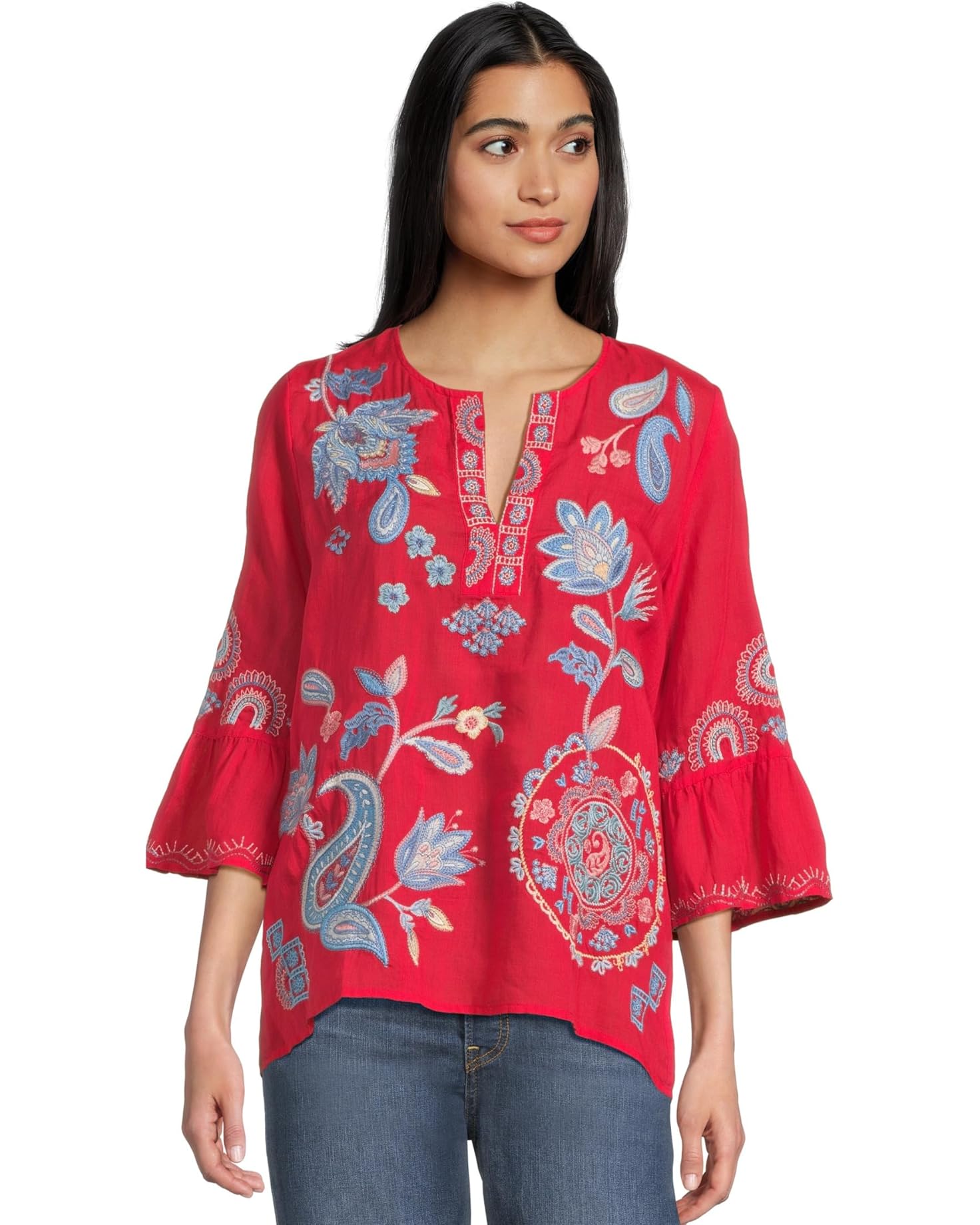 Johnny Was Ruffle Sleeve Blouse Nelly Watermelon