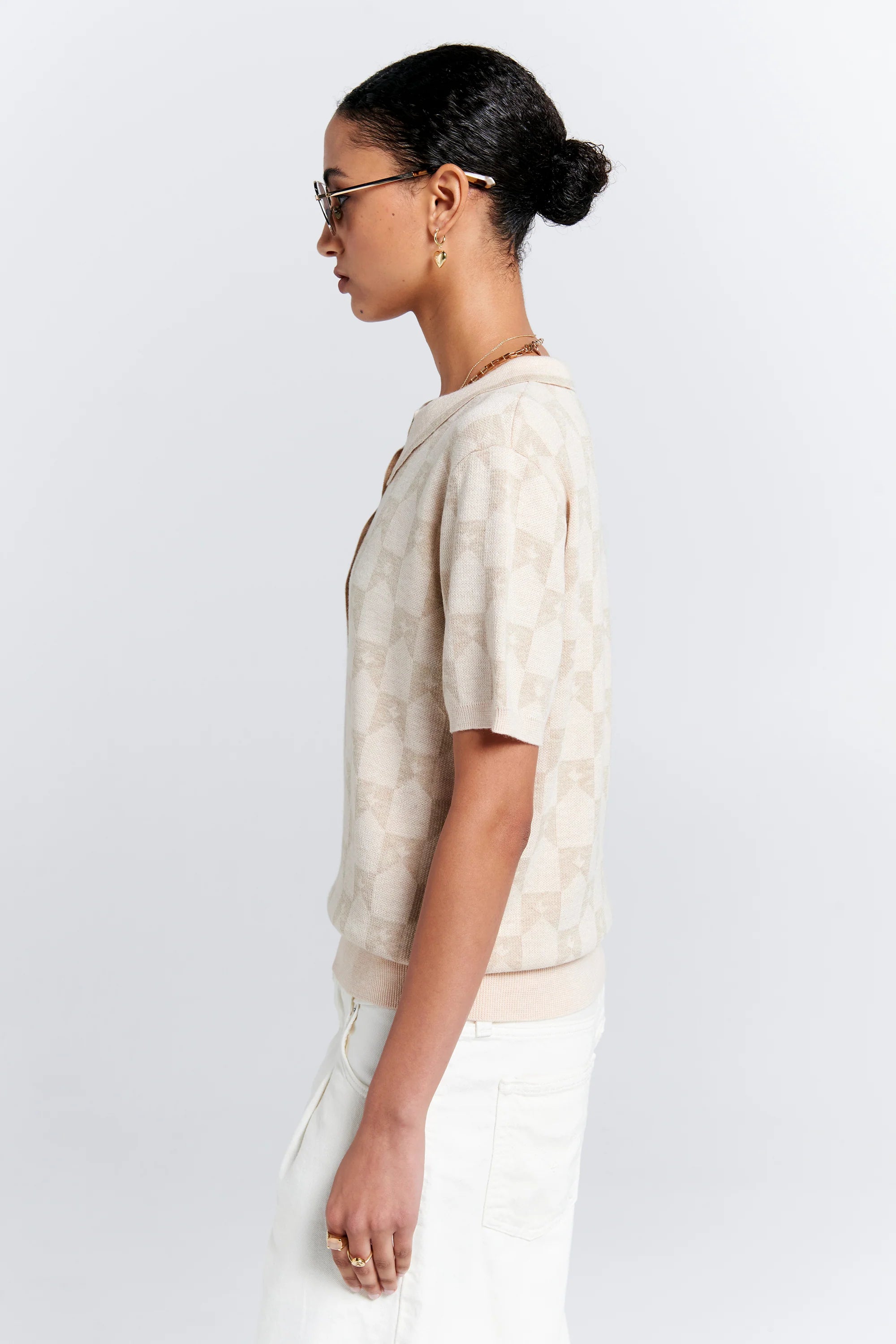 Karen Walker Monogram Knit Polo Sand Multi