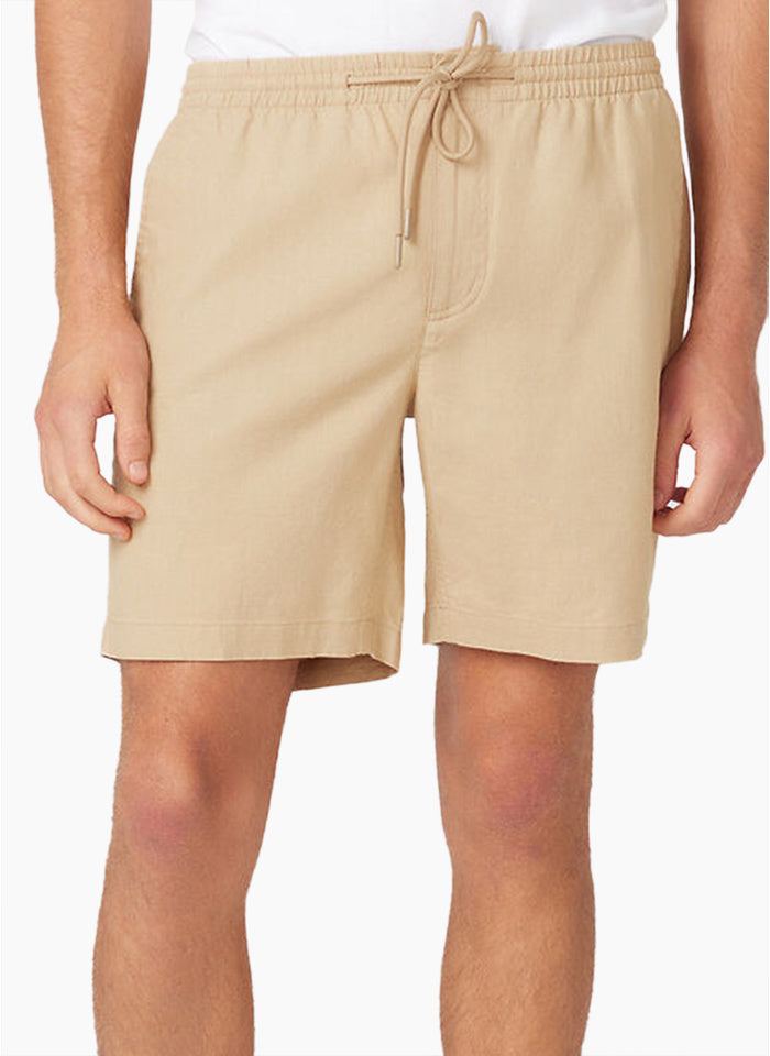 Ben Sherman Linen/Cotton Beach Short Dark Sand