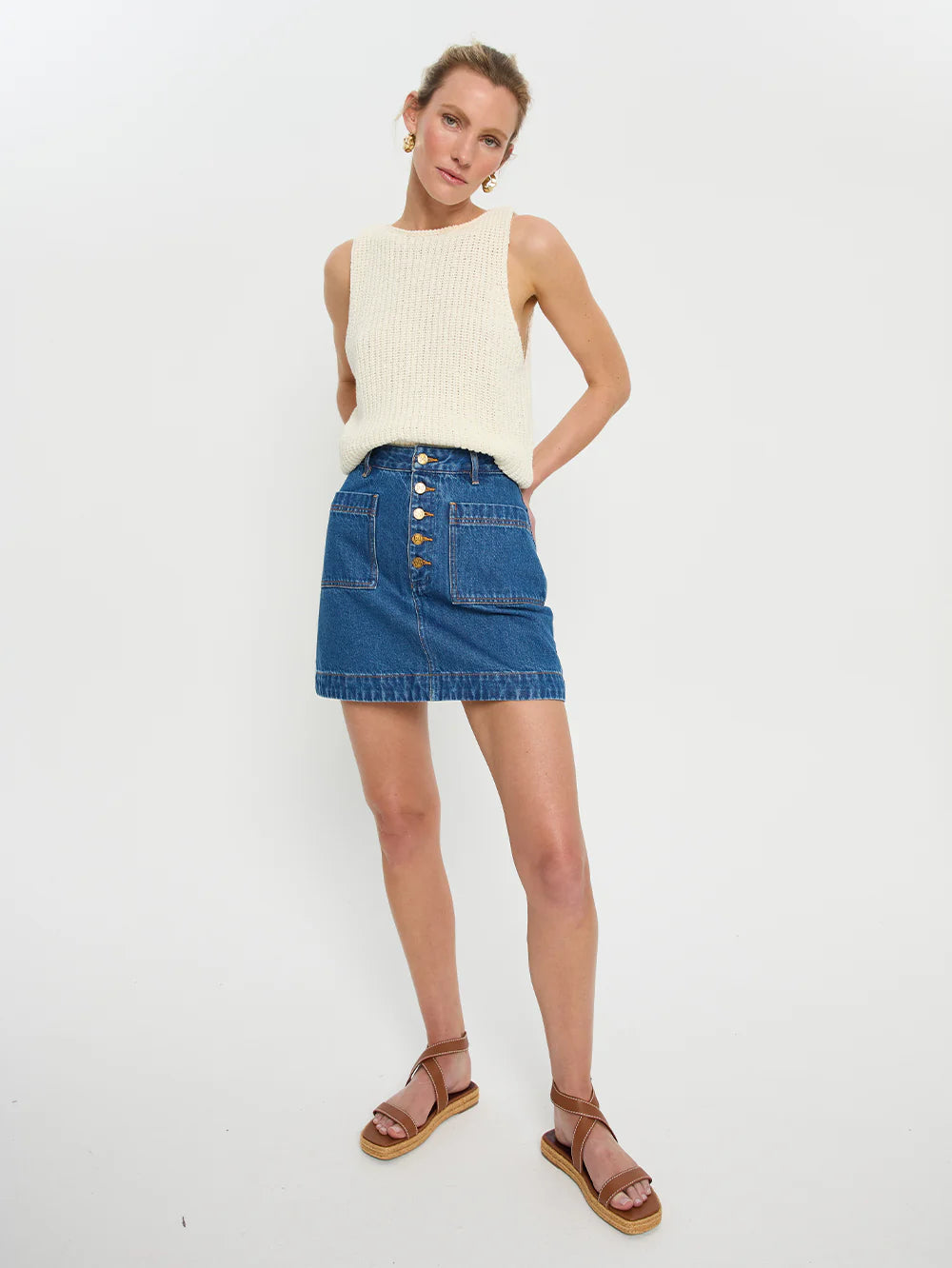 Kivari Cameron Denim Mini Skirt Indigo
