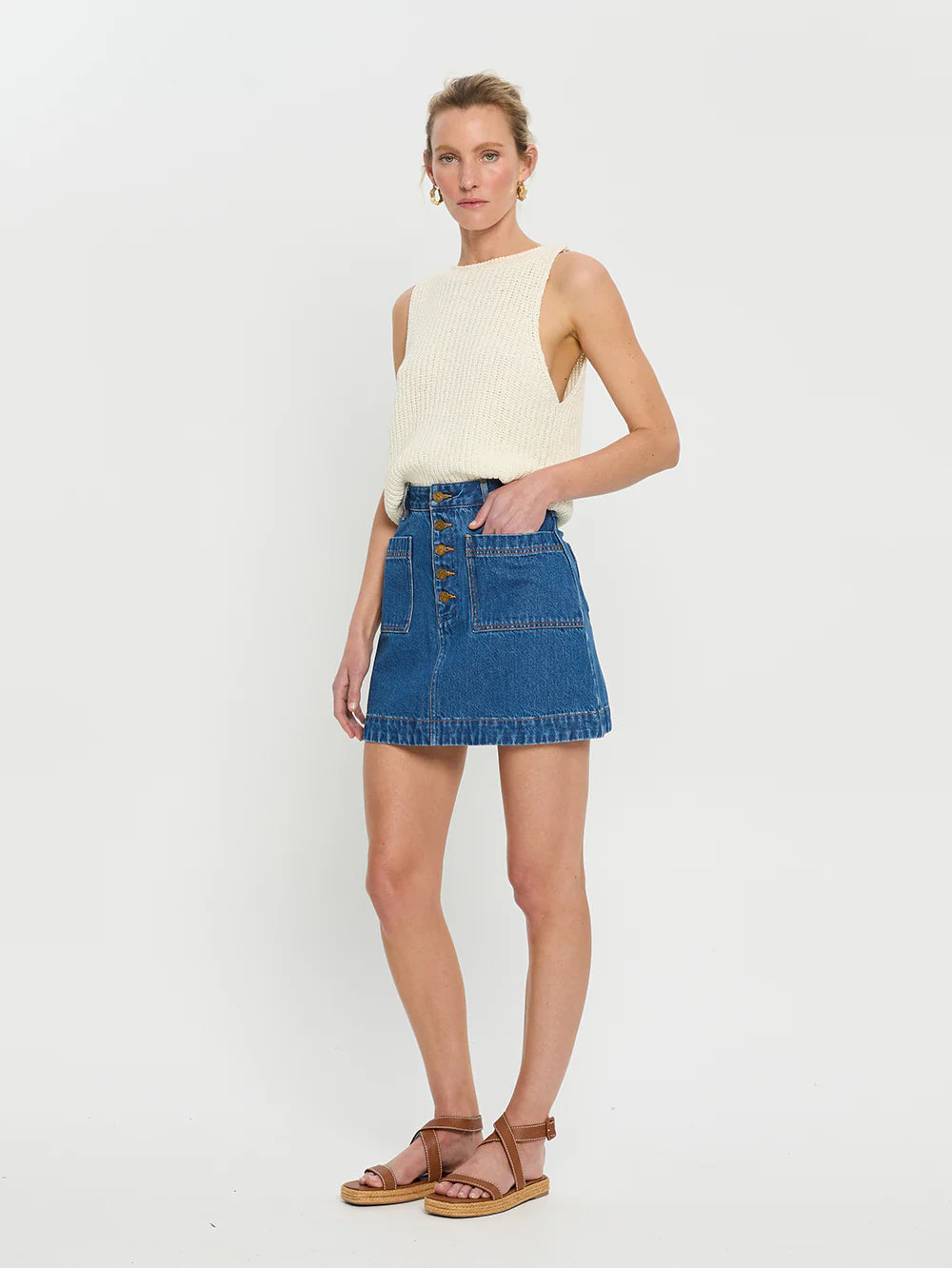Kivari Cameron Denim Mini Skirt Indigo