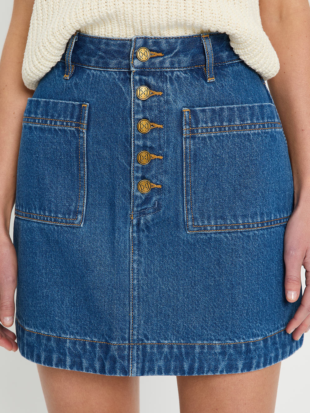 Kivari Cameron Denim Mini Skirt Indigo
