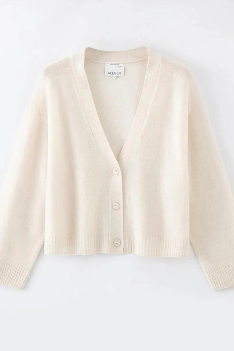 Aleger Cashmere N275C Featherweight Cardigan Pearl Shell