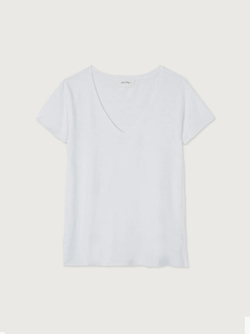 American Vintage Jacksonville T-Shirt V Neck White