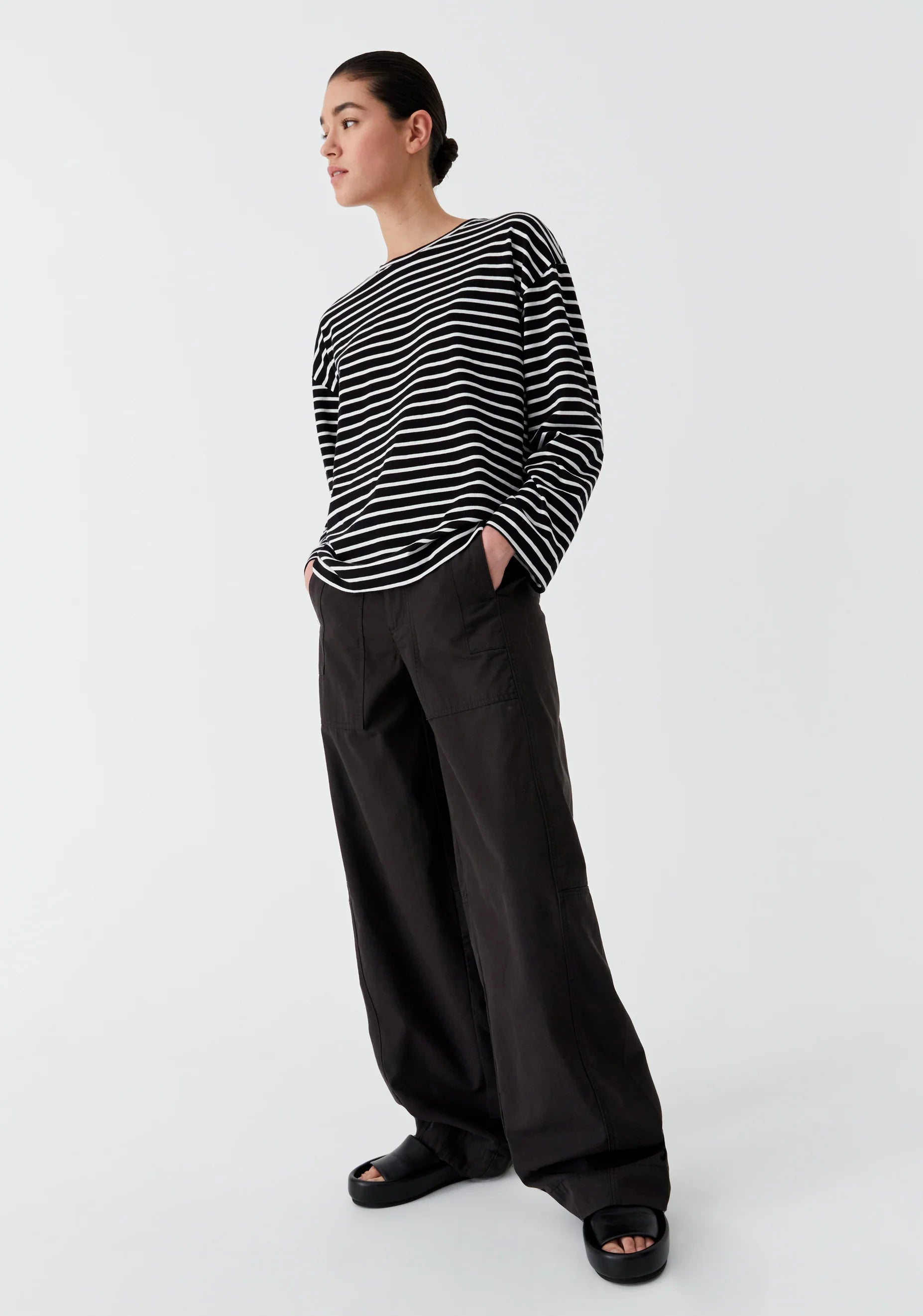 Morrison LS Archie Stripe Top Black/White