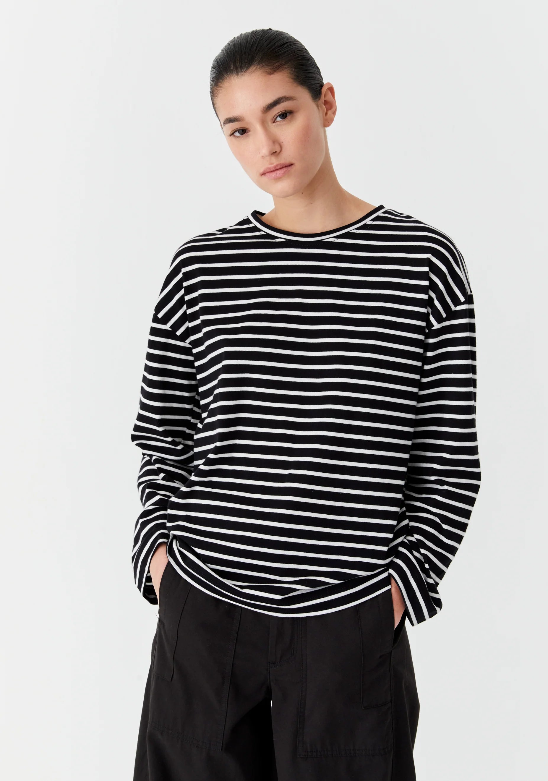 Morrison LS Archie Stripe Top Black/White