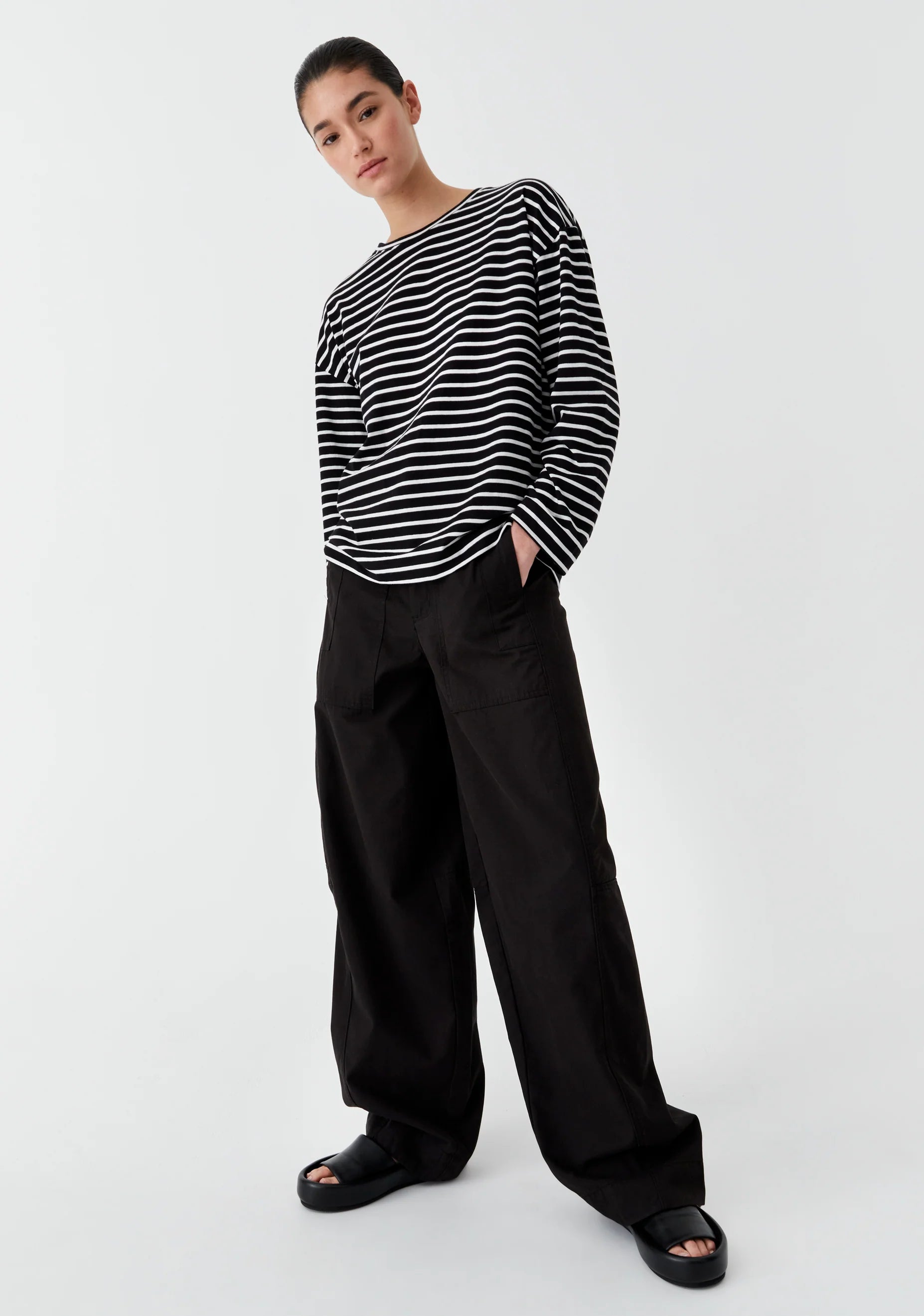 Morrison LS Archie Stripe Top Black/White
