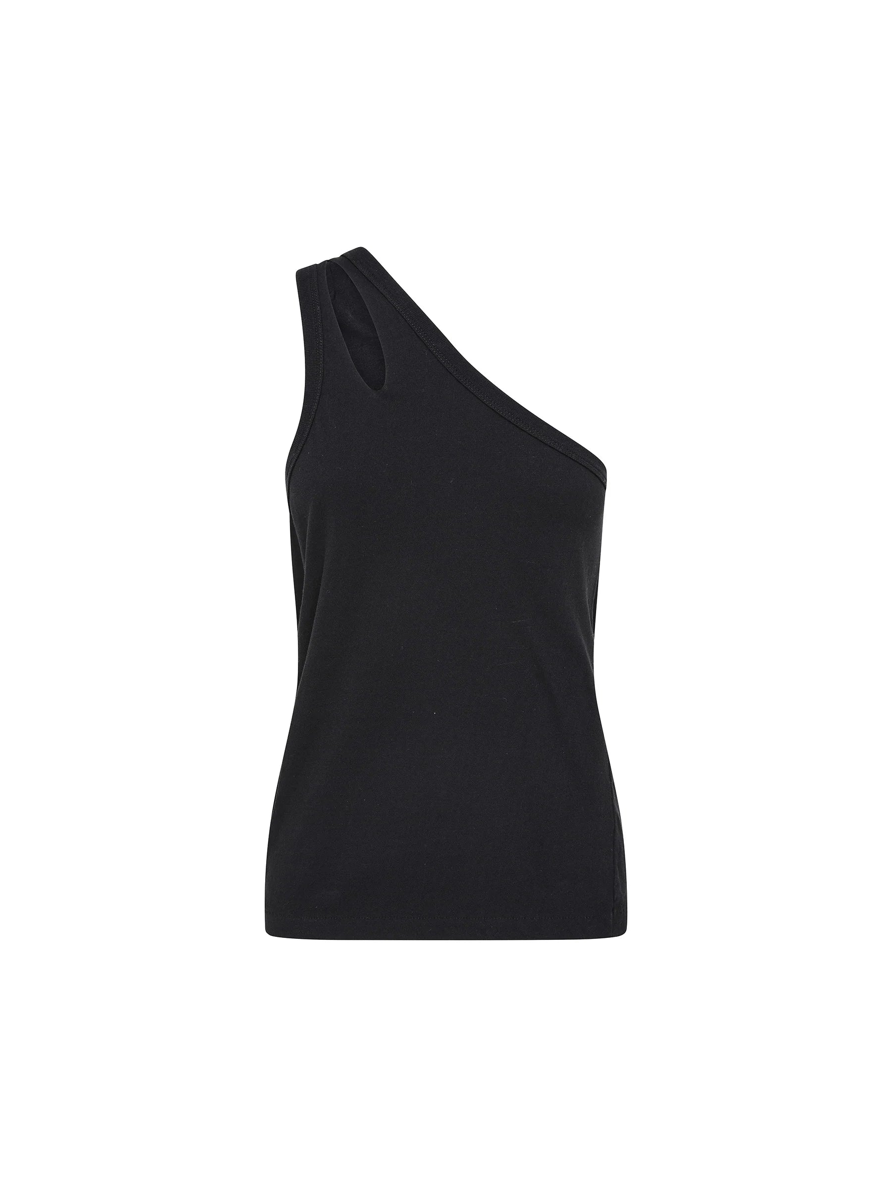 Bassike Spliced One Shoulder Tank Black