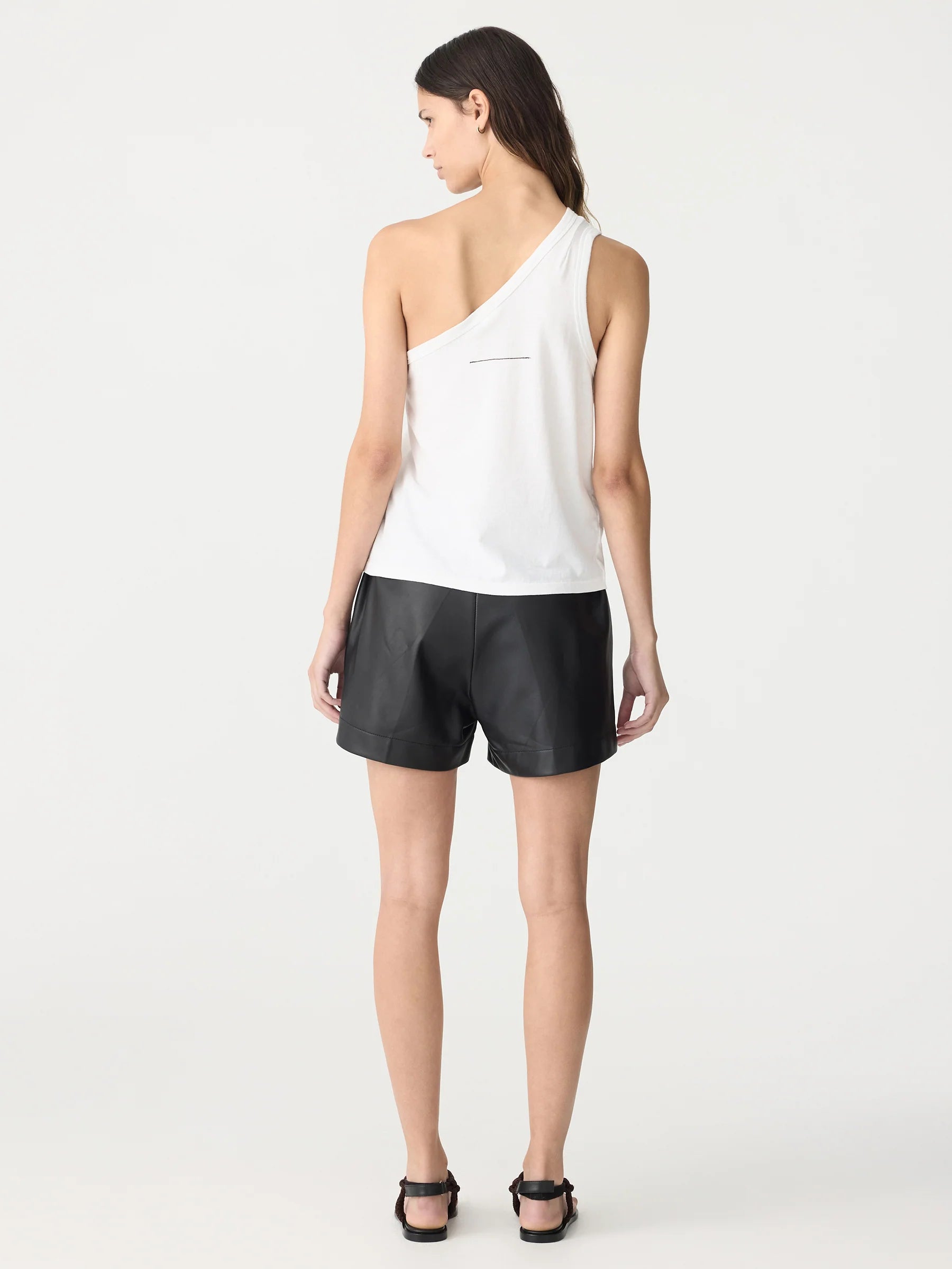 Bassike Spliced One Shoulder Tank White