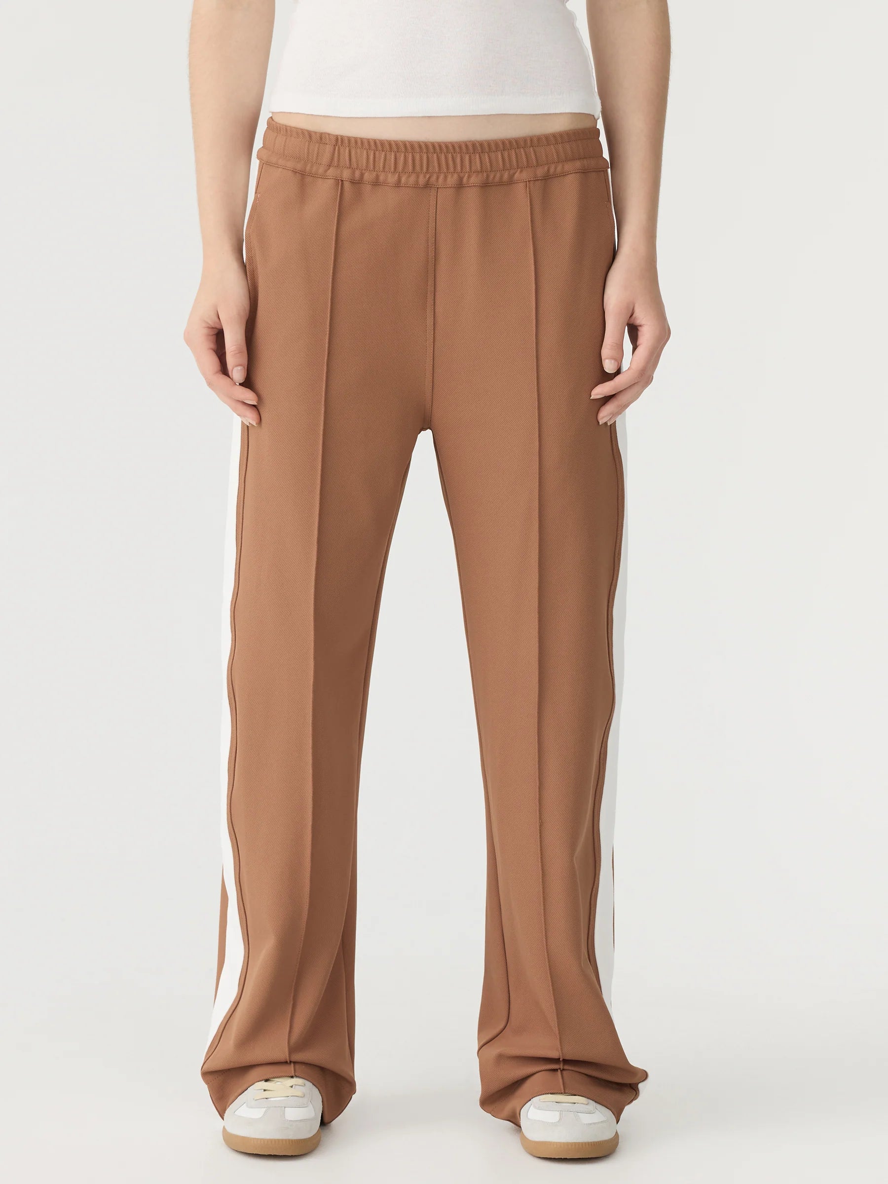 Bassike Twill Stripe Detail Pant Argan/White