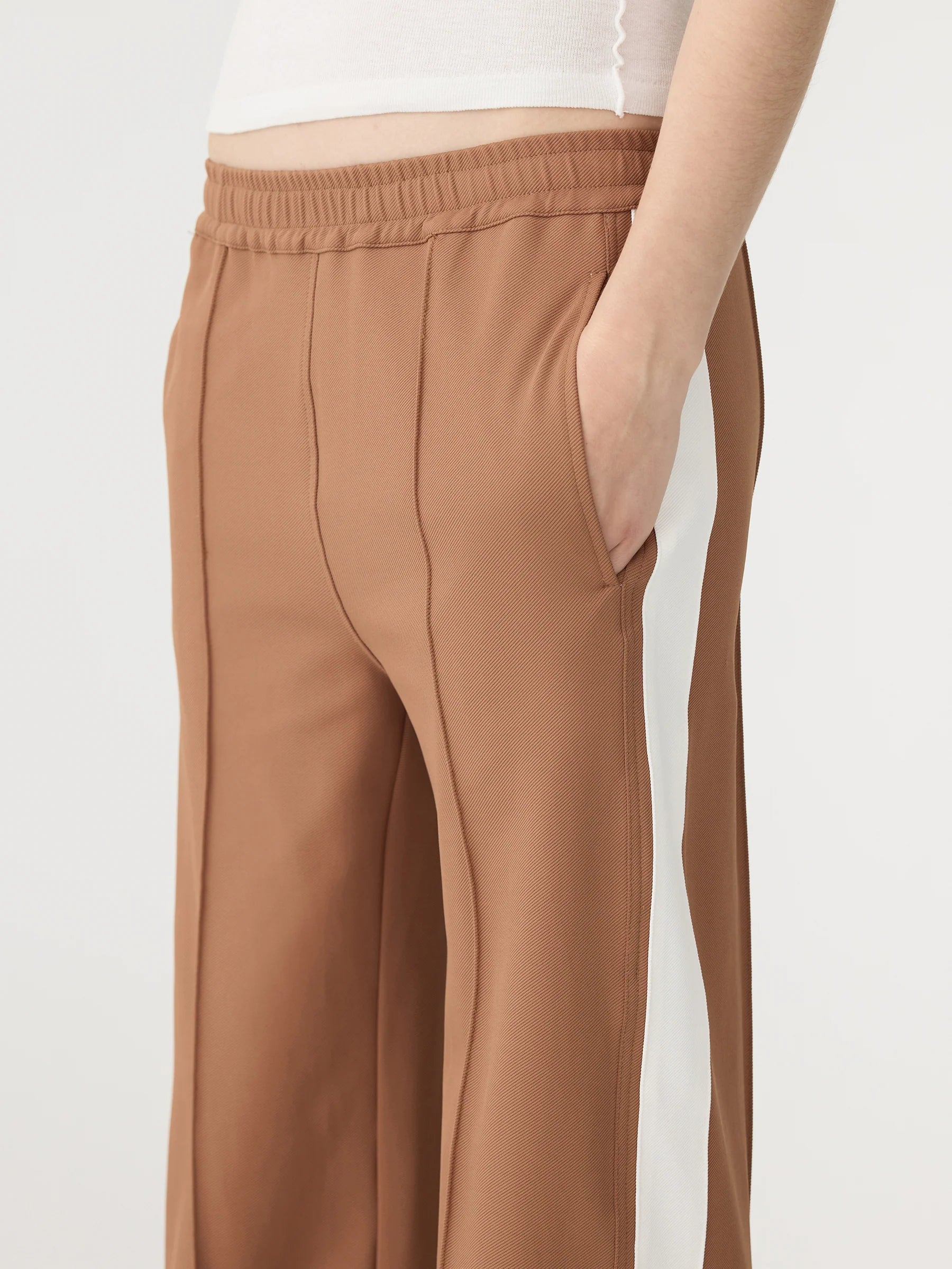 Bassike Twill Stripe Detail Pant Argan/White