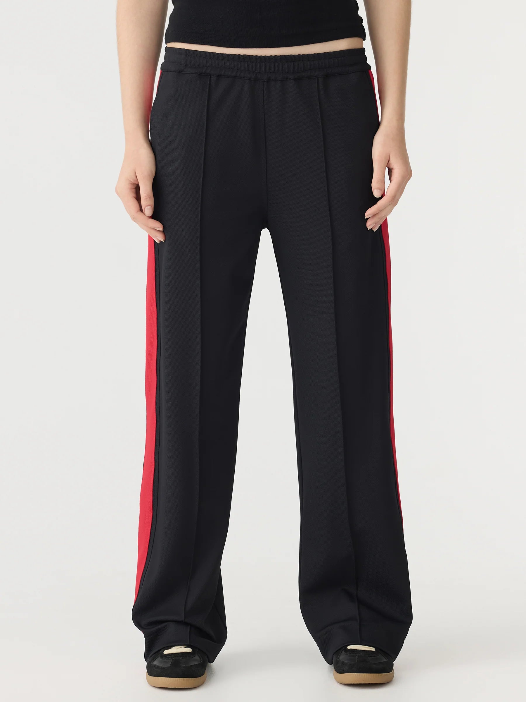 Bassike Twill Stripe Pant Black/Red Stripe