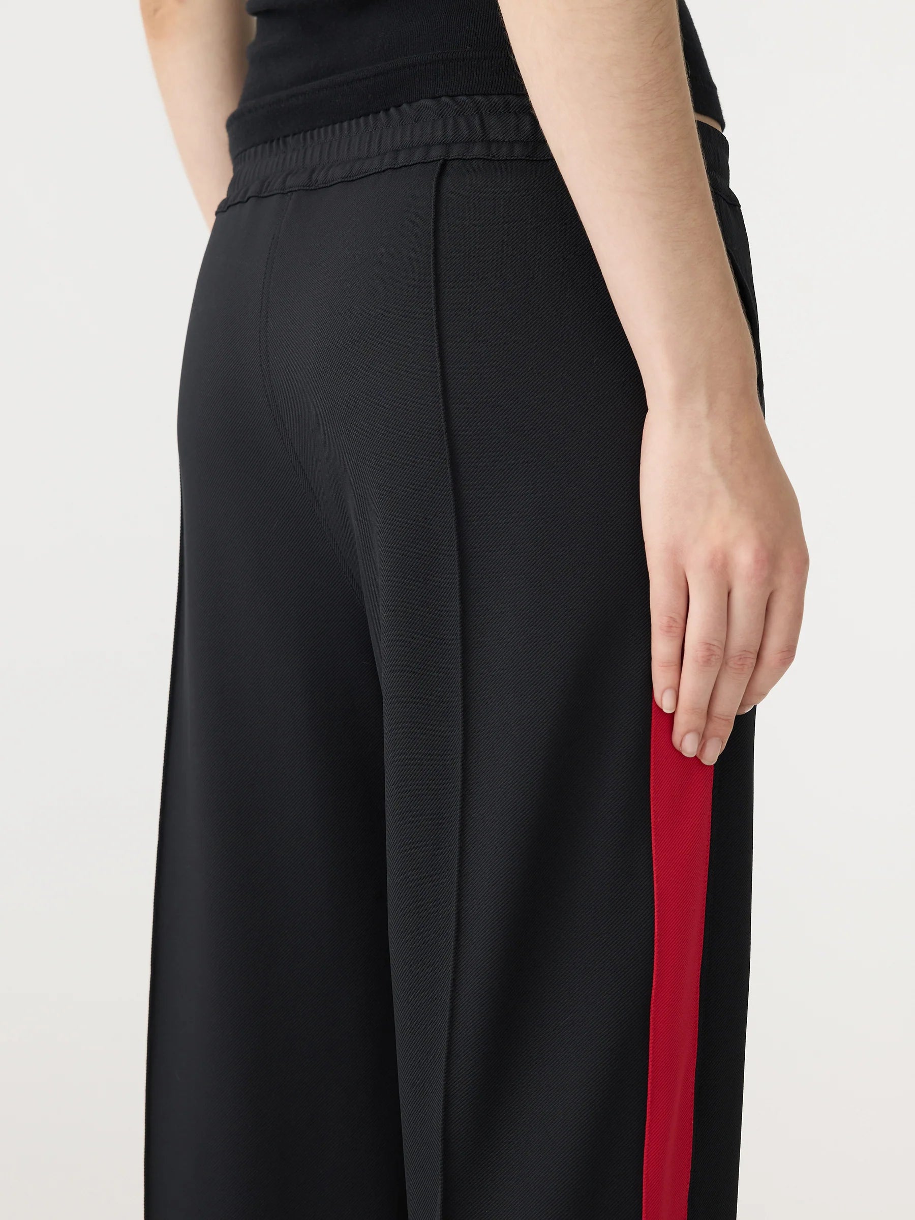Bassike Twill Stripe Pant Black/Red Stripe