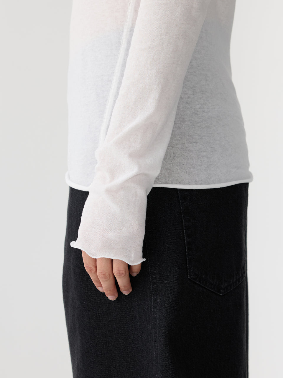 Bassike Boatneck Superfine L/S T-Shirt White