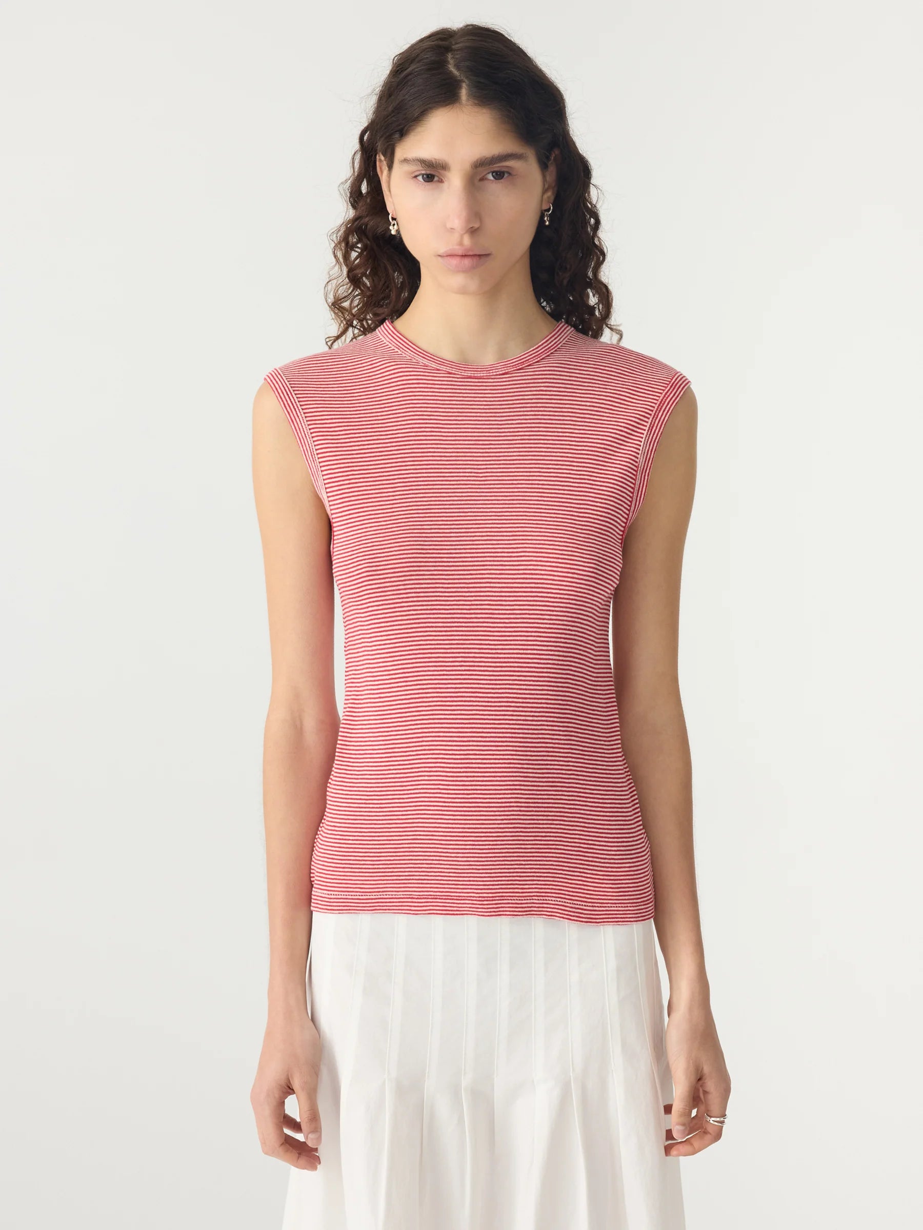 Bassike Stripe Rib Muscle Tank