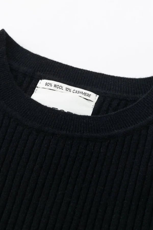 Aleger Cashmere Blend N31 Skinny Rib Crew Black