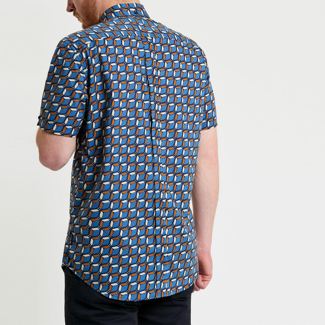 Ben Sherman Retro Geo Print SS Shirt Dark Royal