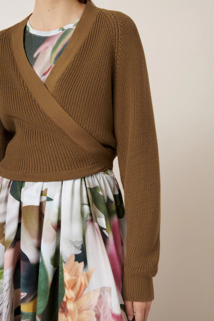 Kowtow Composure Cardigan Dark Spice