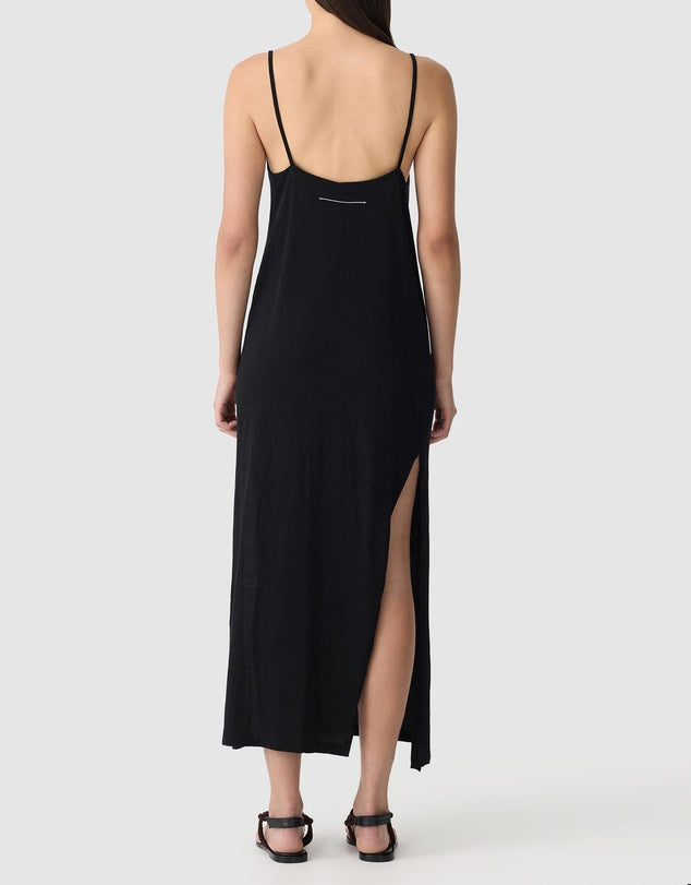 Bassike Slip Boxy Longerline Tank Dress Black