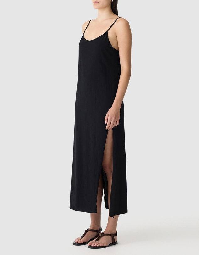 Bassike Slip Boxy Longerline Tank Dress Black