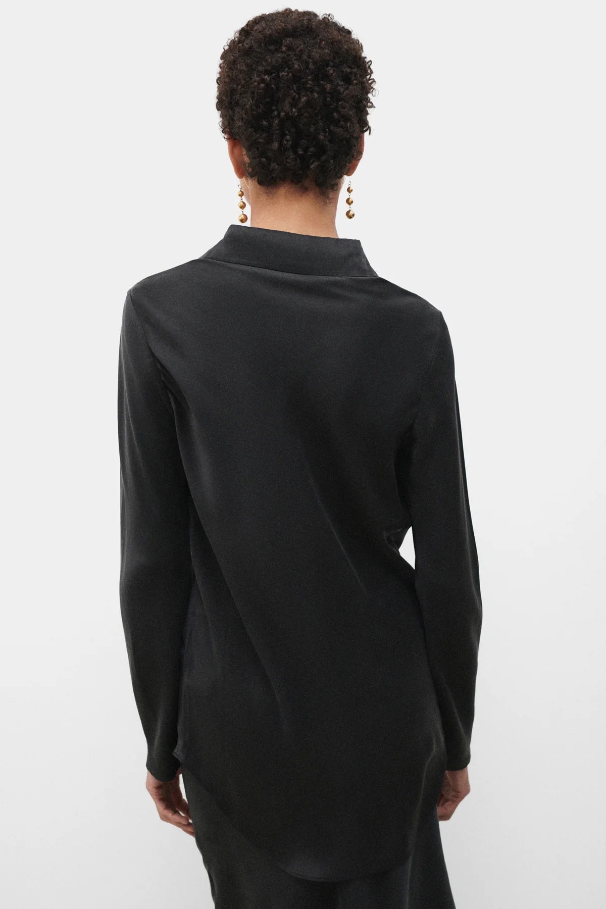 Silk Laundry Bias Shirt Black