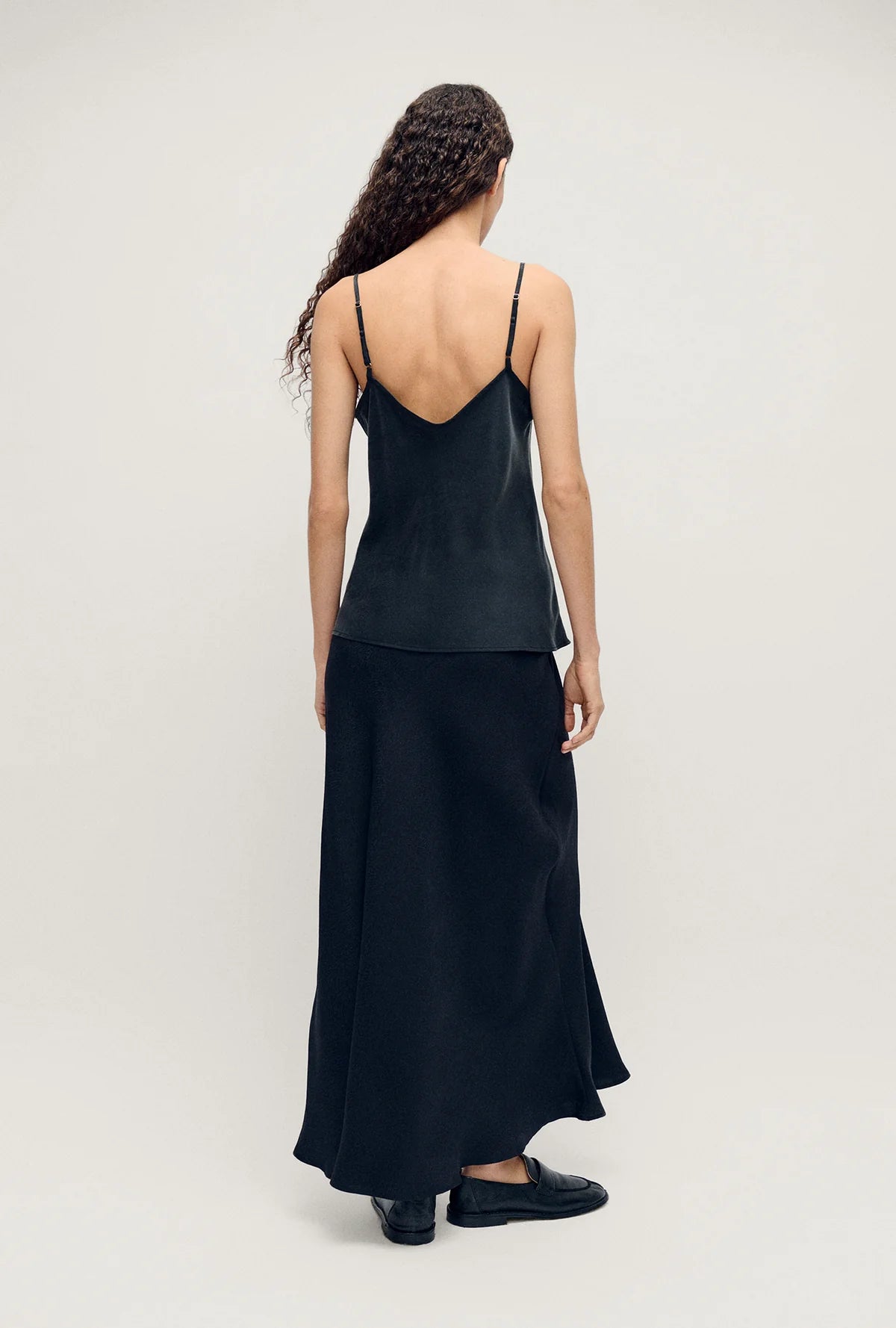 Silk Laundry Long Bias Cut Skirt Black Coral Jacquard