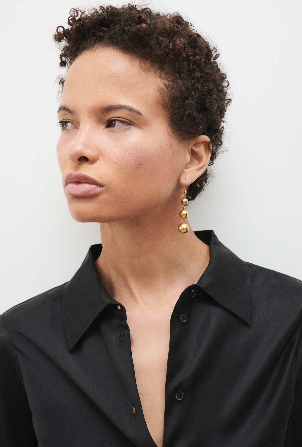 Silk Laundry Bias Shirt Black