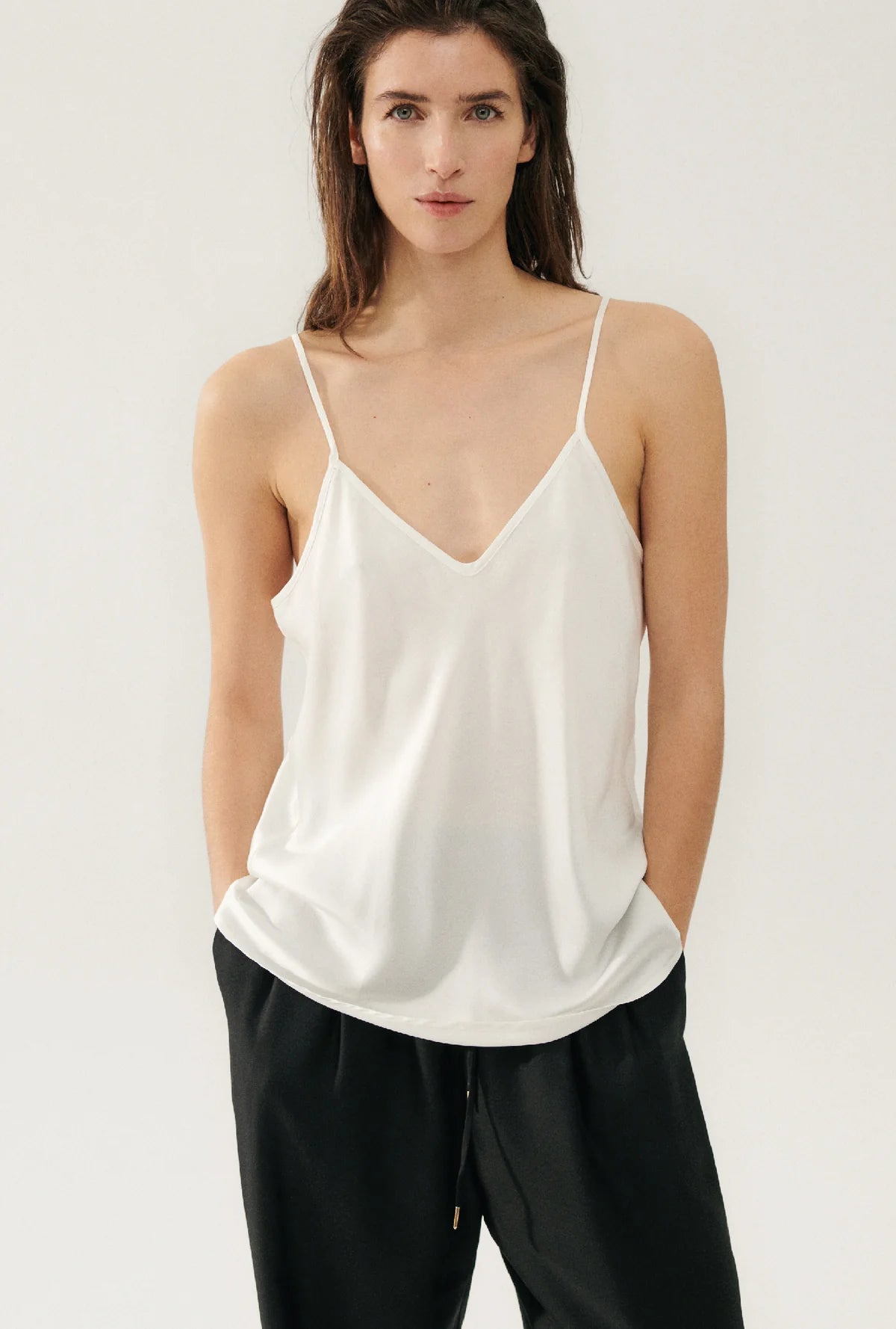 Silk Laundry Bias Cut Cami White