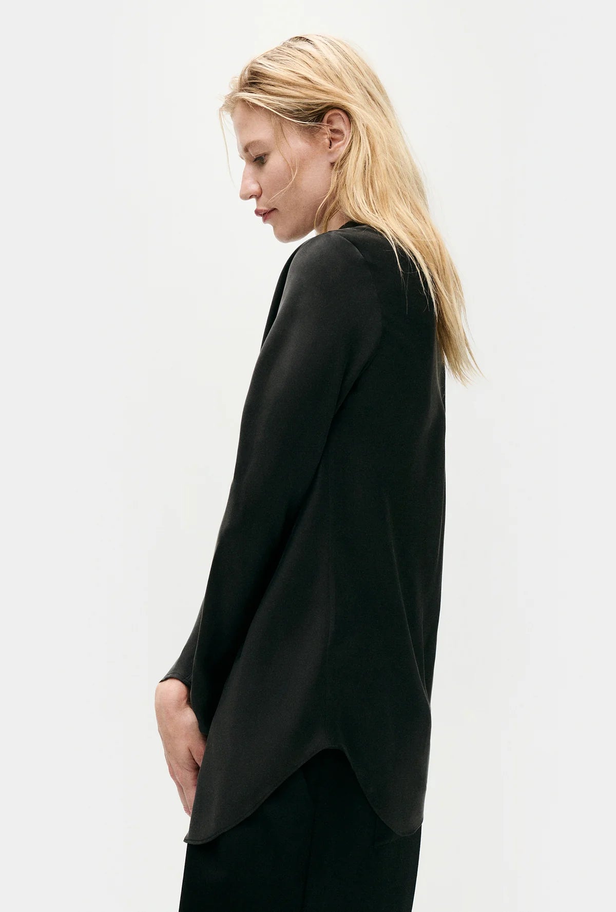 Silk Laundry Bias Shirt Black