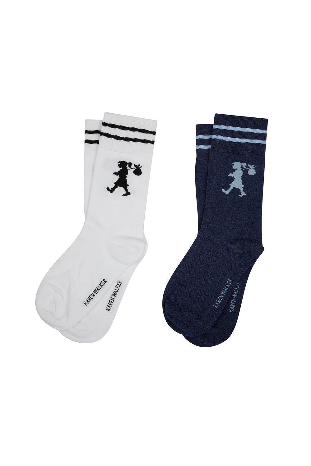 Karen Walker Runaway Girl Socks White/Denim Blue