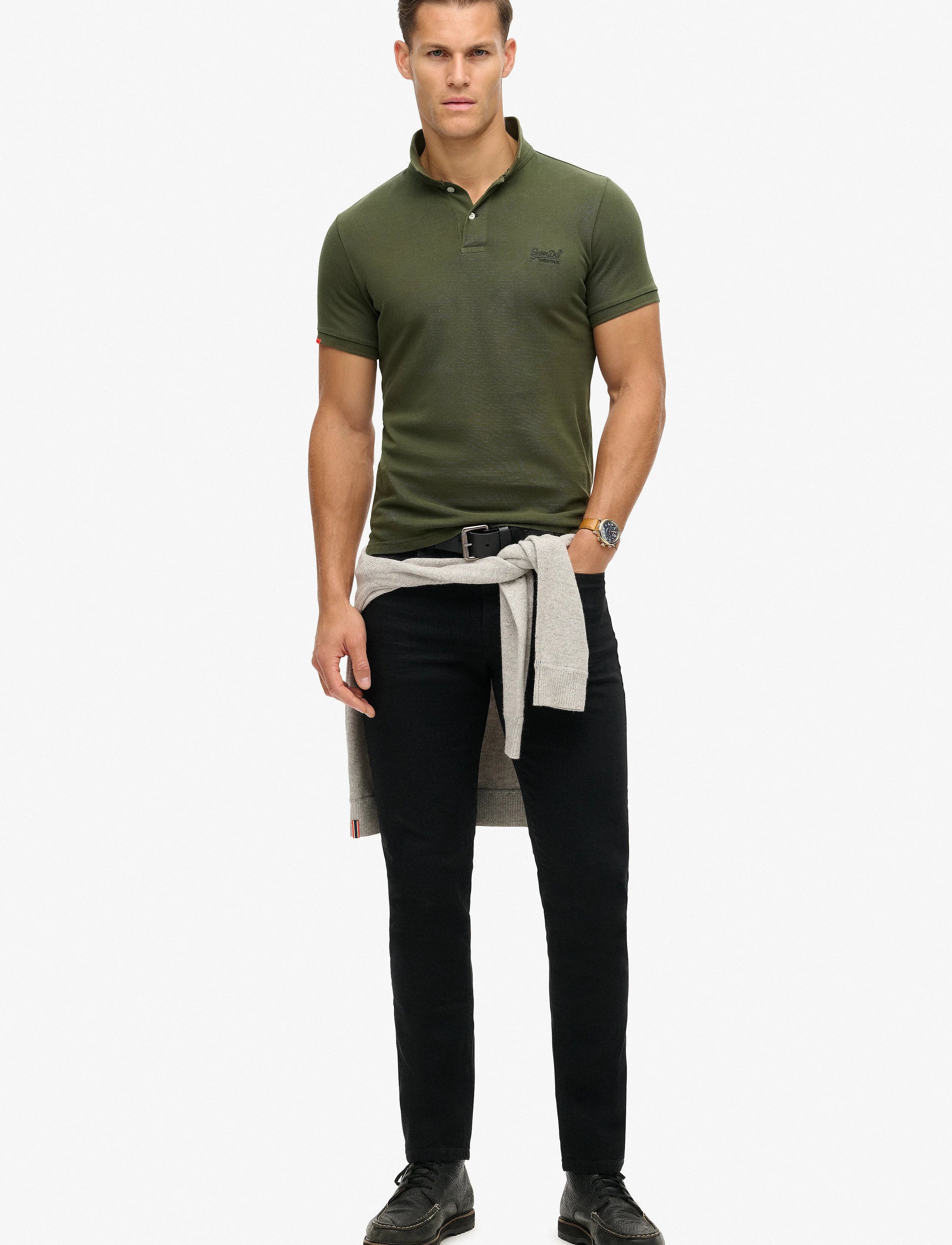 Superdry Vintage Destroy Polo Destroy Army Khaki