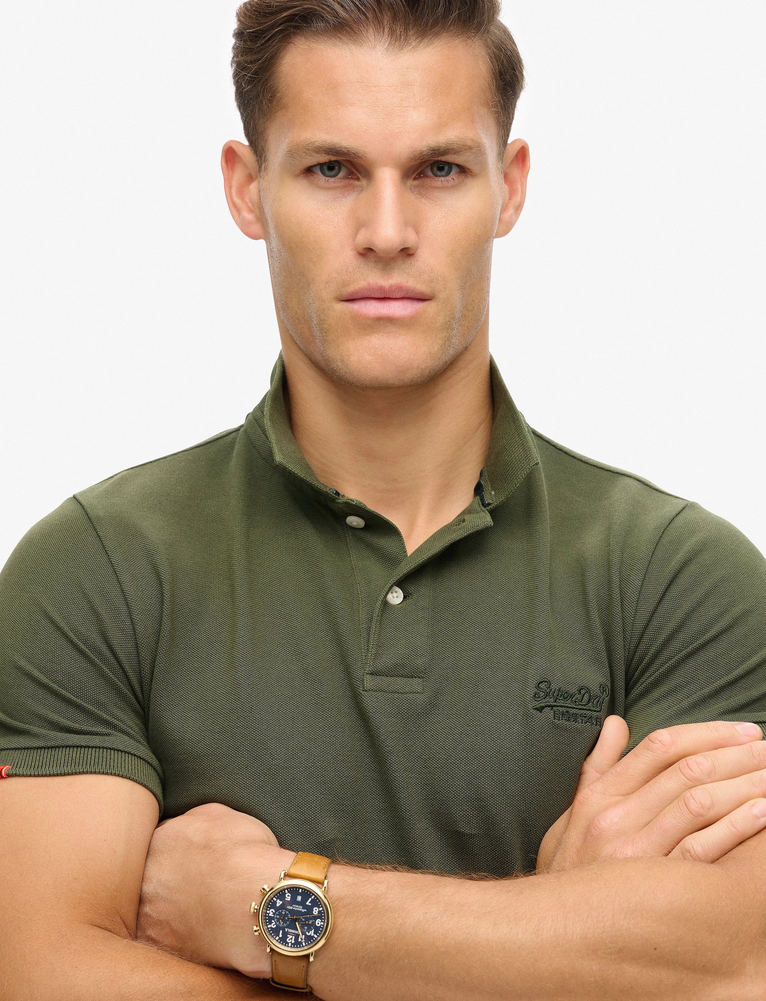 Superdry Vintage Destroy Polo Destroy Army Khaki
