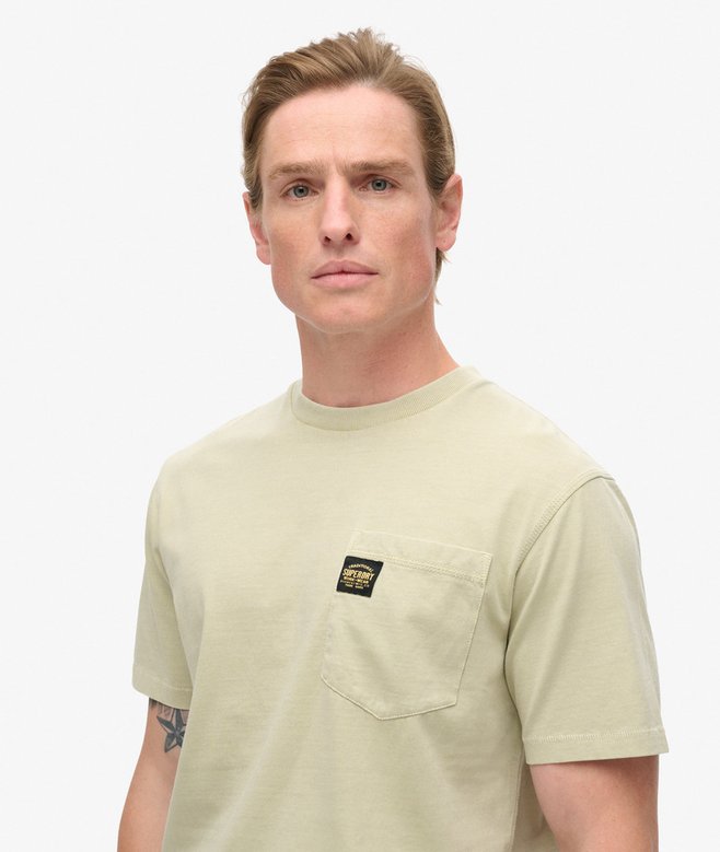 Superdry Contrast Stitch Pocket Tee Washed Pelican Beige