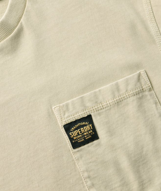 Superdry Contrast Stitch Pocket Tee Washed Pelican Beige