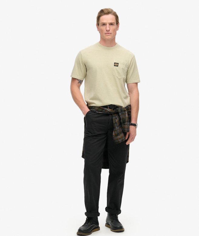 Superdry Contrast Stitch Pocket Tee Washed Pelican Beige