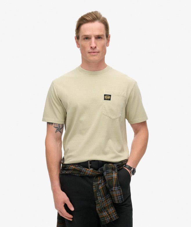 Superdry Contrast Stitch Pocket Tee Washed Pelican Beige