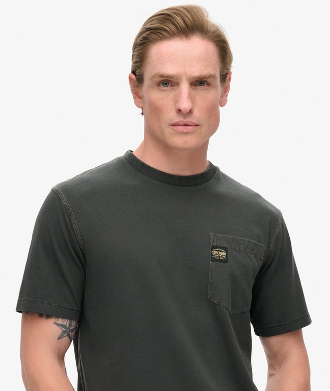 Superdry Contrast Stitch Pocket Tee Washed Black